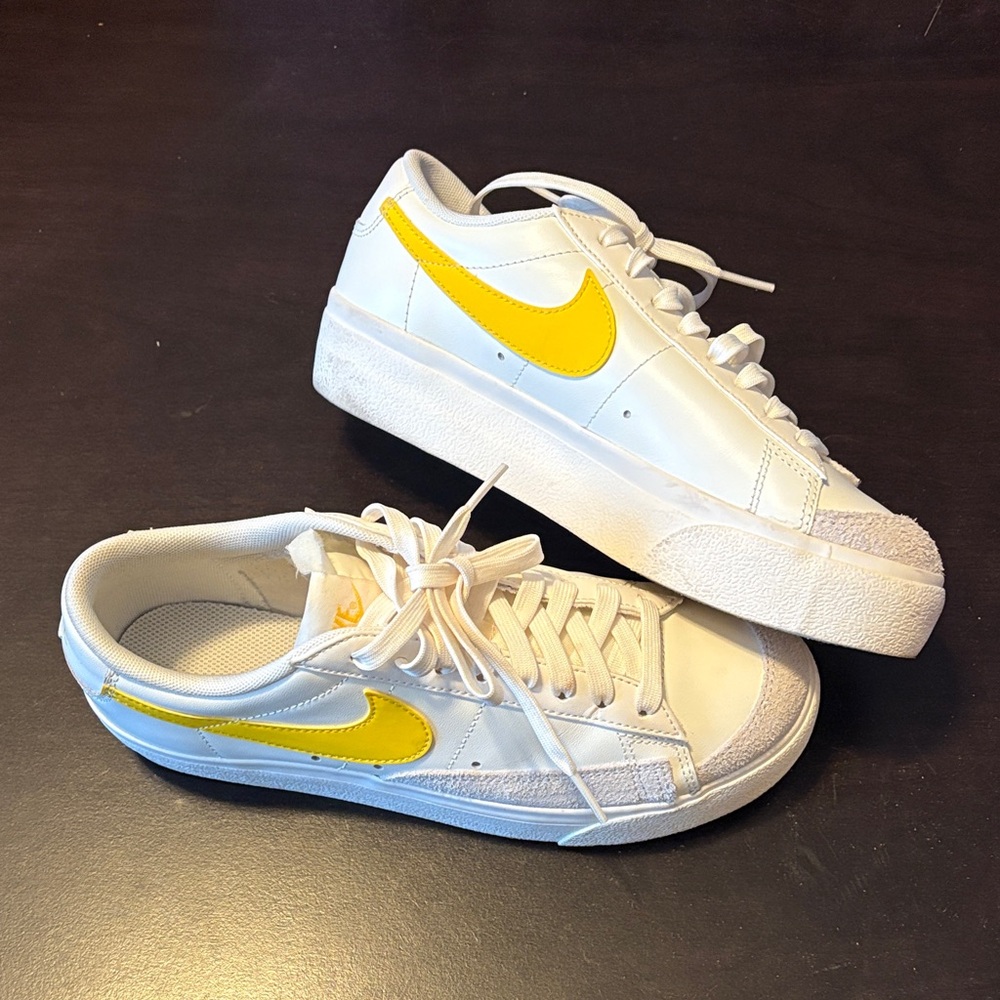 Nike White Sneakers with Yellow Accents